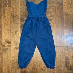 Smockingbird Denim Romper with Angel Sleeves - size 8